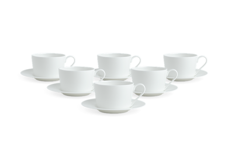 Fenton Tea Cup and Saucer Set of 6 White