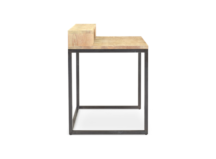 Carter 120 Desk - Black Steel _ Dark Vintage Oak Side