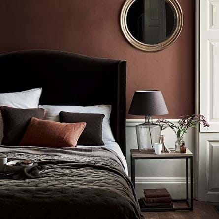 Autumnal Bedroom Interiors with Velvet Charlie Headboard