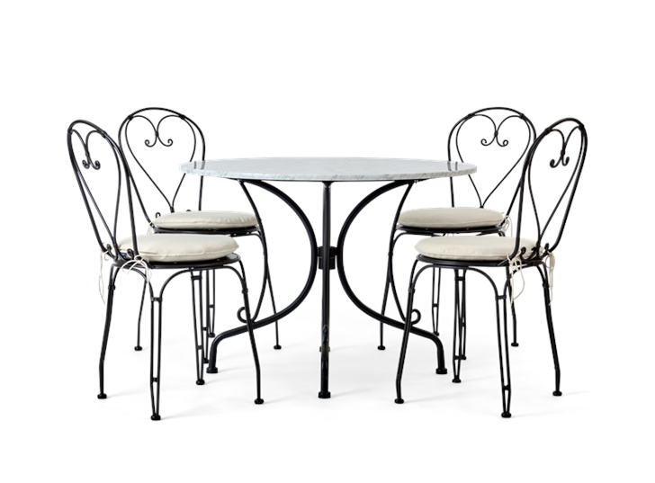 Boscombe 4 Seater Table, Black & marble_front_chairs