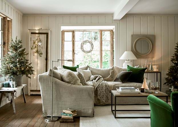 Tussock sheepskin cushion on sofa