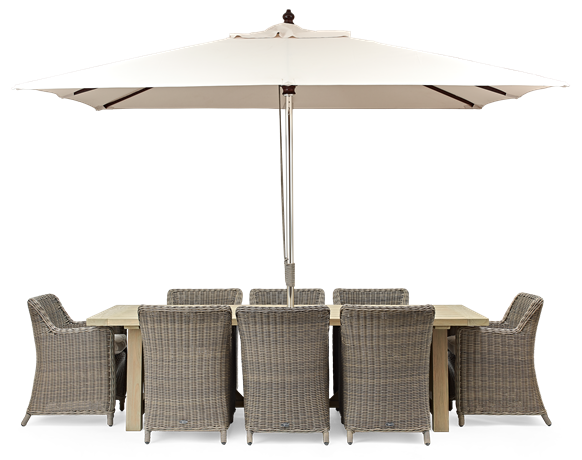 Stanway Teak and Stanway Dining Set with Parasol