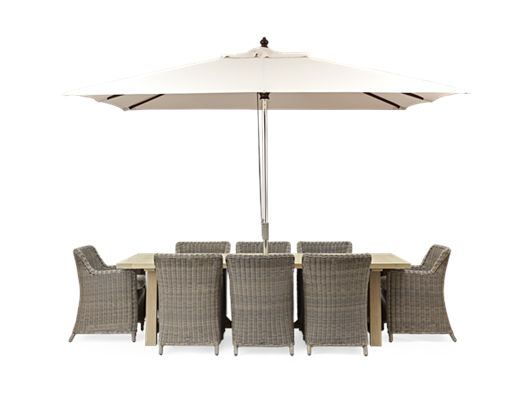 Stanway Teak and Stanway Dining Set with Parasol