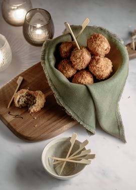 Neptune food, pearl barley and truffle arrancini
