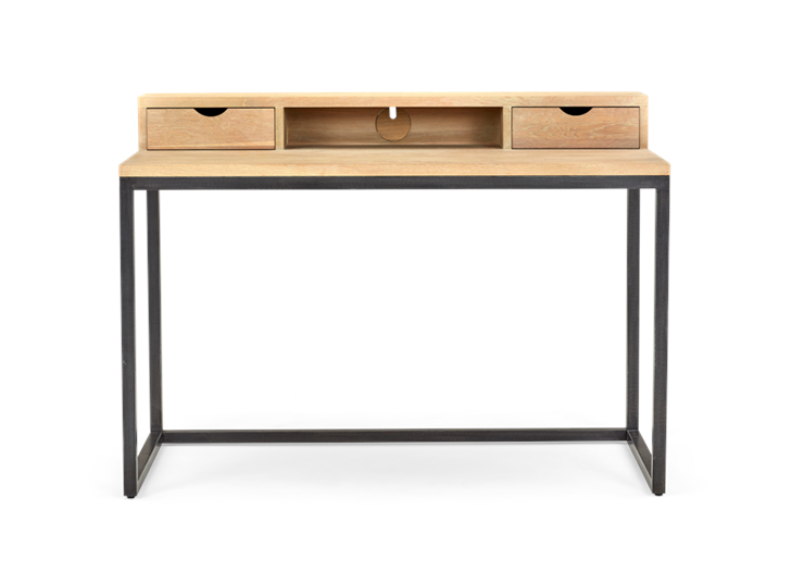 Carter 120 Desk - Black Steel _ Dark Vintage Oak Front