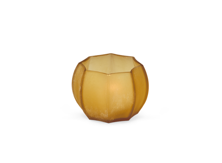 Alconbury ridged tealight holder 1 amber_front candle on