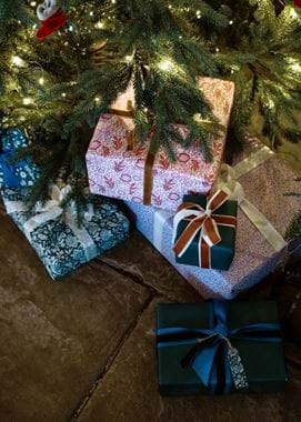 Christmas tree and pepperberry gift wrap