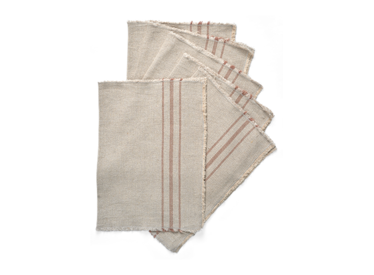 Ayla Stripe Placemat Set of 6 Apricot_Stack