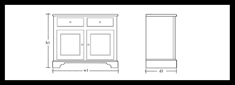 Chichester 3ft6 Sideboard dims_v2