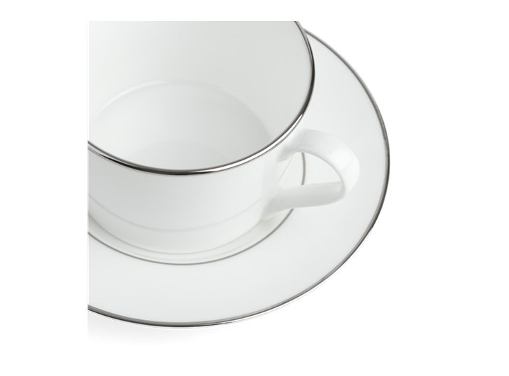 Fenton Tea Cup and Saucer Set of 6 Platinum_Detail
